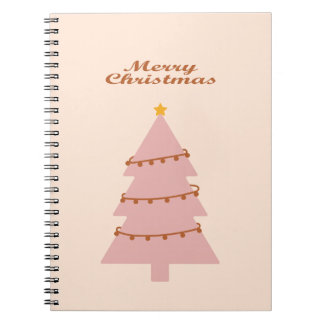 Carnet Merry christmas pink tree