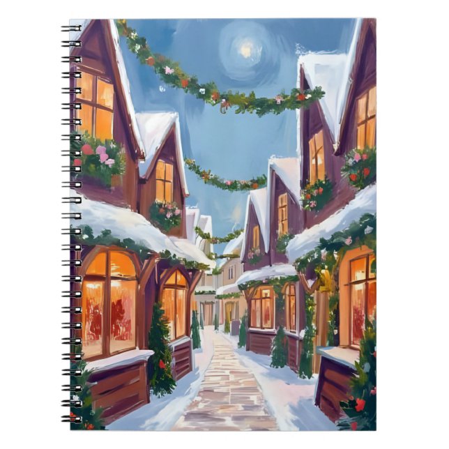 Carnet Merry Christmas Town Watercolor Holiday (Devant)