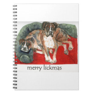 Carnet "Merry Lickmas", color d'eau ou our Boxers