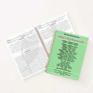 Carnet Mesures de recettes liquides et sèches Vert menthe
