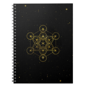 Carnet Metatron's Cube Sacred Geometry Black and gold