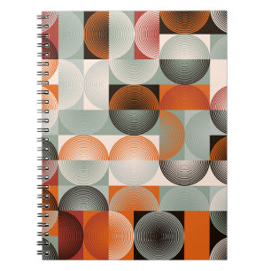 Carnet Mi-siècle géométrique, abstrait motif coloré.