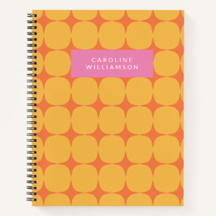 Carnet Mid Century Mod en Jaune et Orange Personnalisé