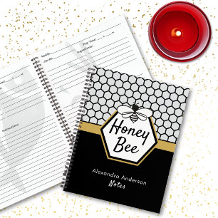 Carnet Miel féminin abeille Apière Miel peigne Noir Jaune