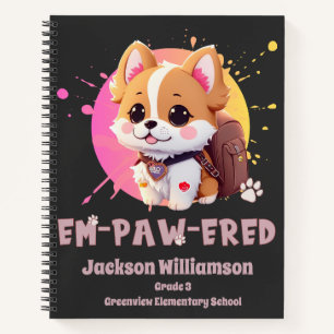 Carnet Mignon Chibi Kawaii Corgi Nom Année Scolaire au Do