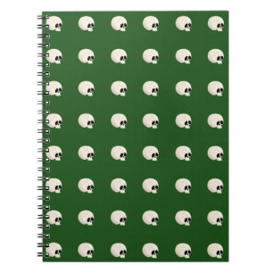 Carnet Mignon crâne Kawaii Halloween pois vert foncé
