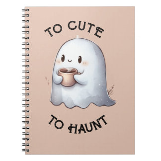 Carnet Mignon fantôme Kawaii tenant un café aquarelle 