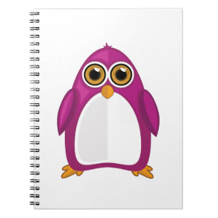 Carnet Mignon Manchot Violet Rouge Dessin Animé Kawaii An