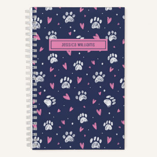 Carnet Mignon motif de patte de compagnie coeur mignon Am