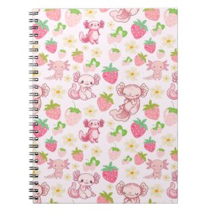Carnet Mignon motif sans couture d'axolotl Kawaii et de f