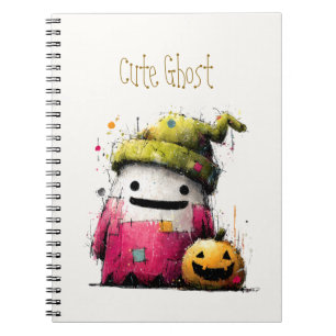 Carnet Mignon patchwork fantôme à l'aquarelle Halloween