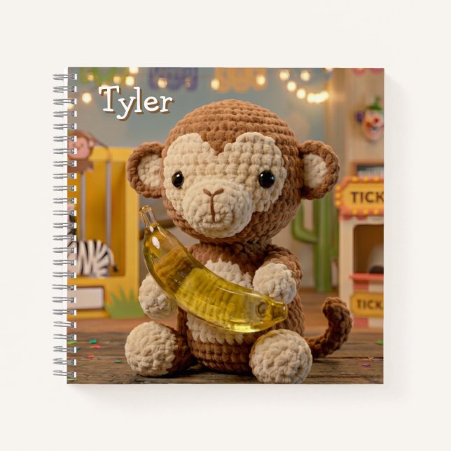 Carnet Mignon singe et éléphant au crochet (Devant)