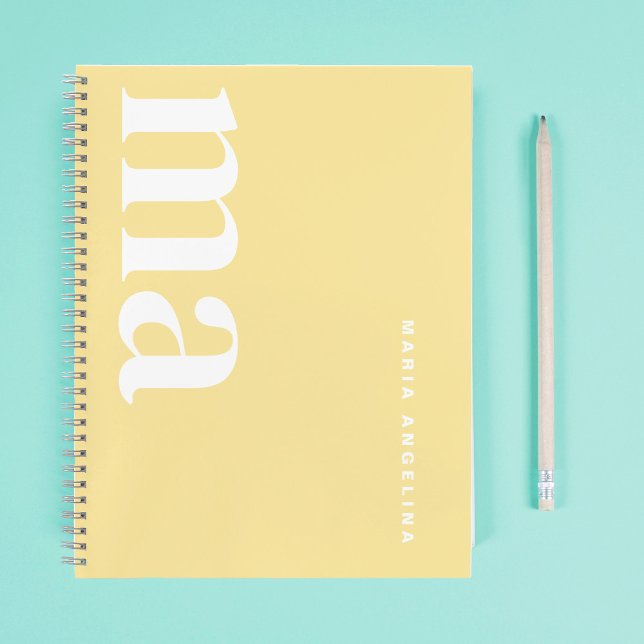 Carnet Mignonne école simple de monogramme jaune (Créateur téléchargé)