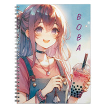 Mignonne fille Anime tenant un Boba Tea