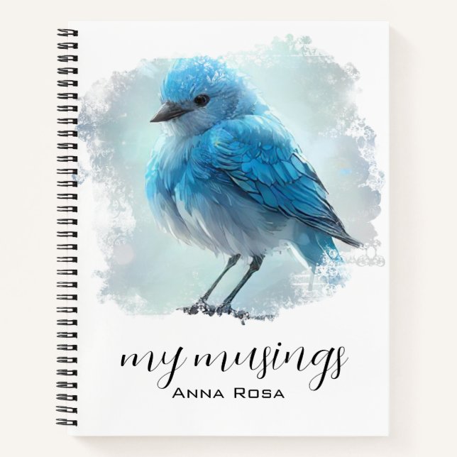 Carnet *~* Mignonne Whimsical Détails Oiseau Bleu AP54 Ar (Devant)