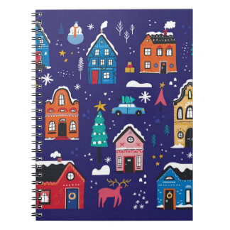 Carnet Mignonnes maisons de Noël plats illustrations vint