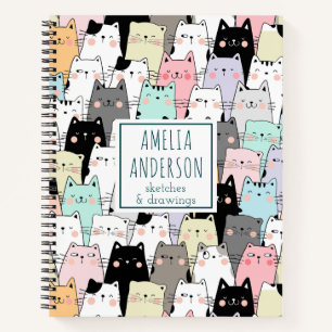Carnet Mignons Chats Kawaii Motif Nom Personnalisé