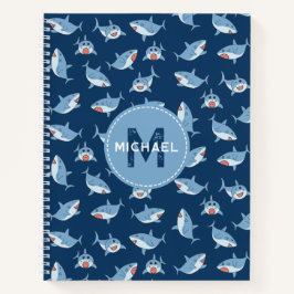 Carnet Mignons grands requins blancs océan monogramme enf