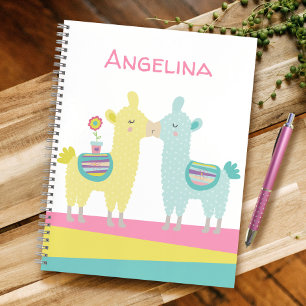 Carnet Mignons lamas turquoise jaunes embrassent l'école 