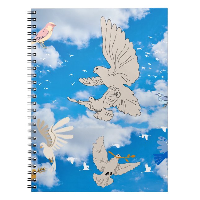 Carnet Mikitiez blanc oiseau bleu ciel été plage liberté (Devant)