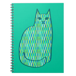 Carnet Milieu du siècle moderne Chat, Mint et Lime Vert