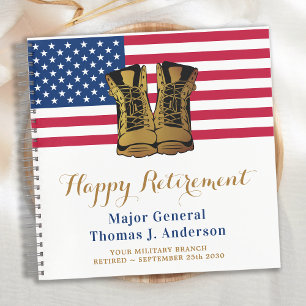 Carnet Militaire American Flag USA Boots Retirement Invit