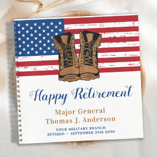 Carnet Militaire Army Retirement USA American Flag Invité