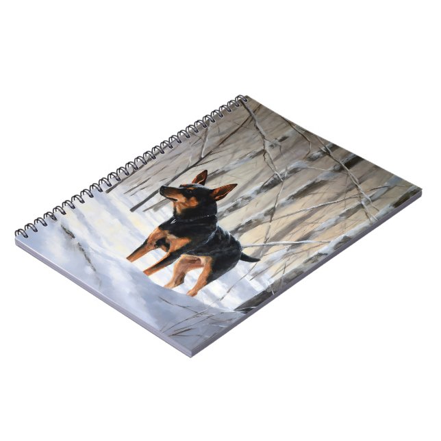 Carnet Mince Pinscher Laisser Neige Noël (Côté gauche)