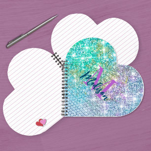 Carnet Mince Turquoise unicorne fausse parties scintillan