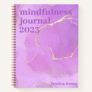Carnet Mindfulness Aquarelle en or rose pâle marbré
