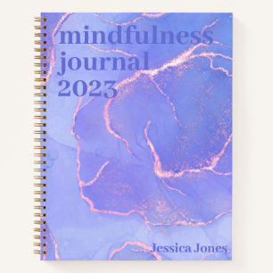 Carnet Mindfulness Bleu Or Aquarelle Marbré
