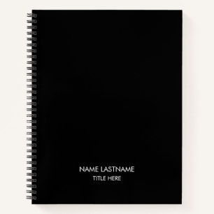 Carnet Mini noir nom personnalisé texte monogramme élégan