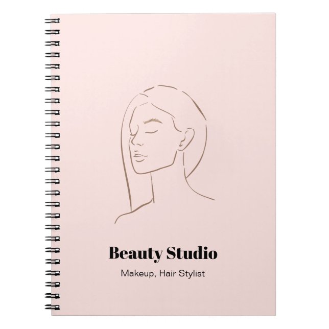 Carnet Mini-Visage Logo Coiffure Beauté Maquillage rose (Devant)