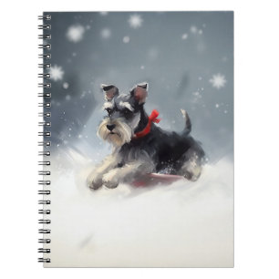 Carnet Miniature Schnauzer Noël neige hiver