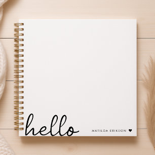 Carnet Minimal Bonjour Cœur Moderne Propre Simple Blanc
