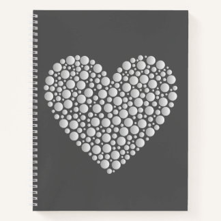 Carnet Minimal Heart Circles – White Gradient on Dark
