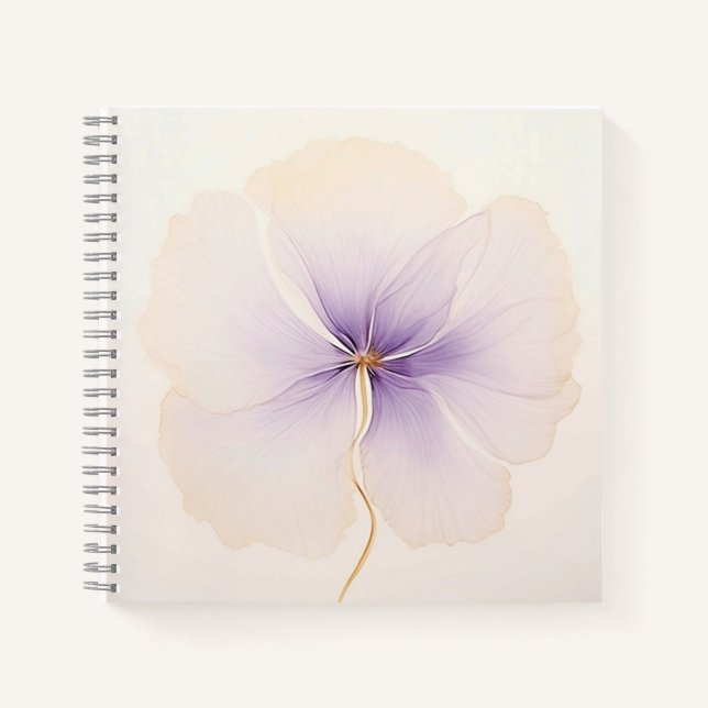 Carnet Minimal Lavender Watercolor Flower Spiral (Devant)