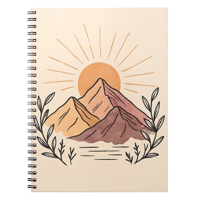 Carnet Minimal Mountain Sunrise Notebook – Aesthetic  (Devant)
