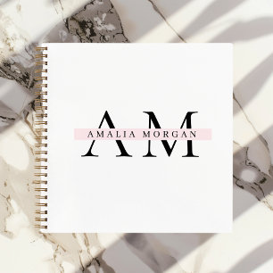 Carnet "Minimal Pastel Rose Initial & Nom Personnalisé