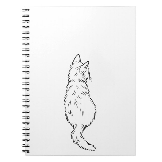 Carnet Minimalist Cat Back View Line Art Notebook (Devant)