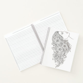 Carnet Minimalist Floral Woman Profile Notebook