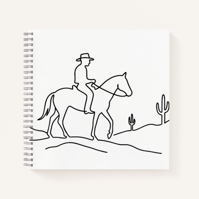 Carnet Minimalist Lone Rider Continuous Line Art Design (Devant)