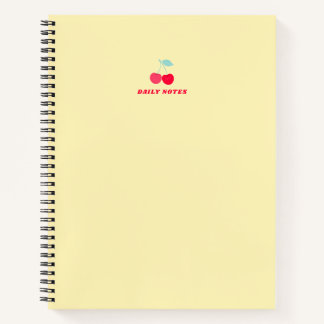 Carnet Minimalist Pink Cherry Icon Daily Notes Yellow