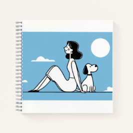 Carnet Minimalist Woman and Dog Illustration
