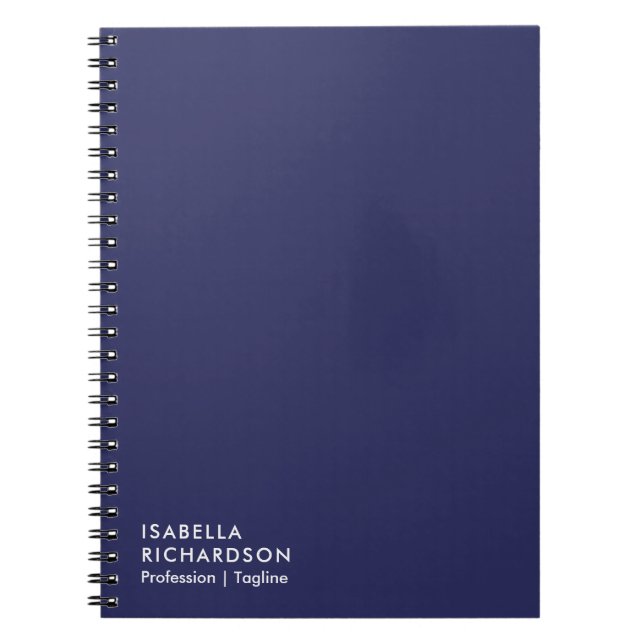 Carnet Minimaliste bleu marine personnalisé (Devant)