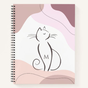 Carnet Minimaliste Chat Noir Boho Formes Organiques Monog