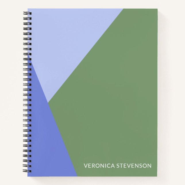 Carnet Minimaliste géométrique personnalisé vert pourpre (Devant)
