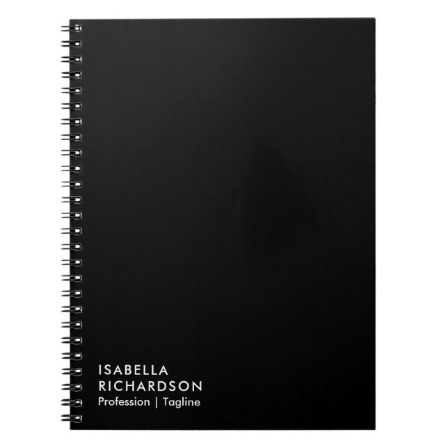 Carnet Minimaliste noir personnalisé (Devant)