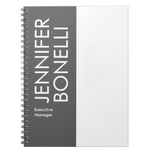 Carnet Minimaliste professionnel moderne texte gris gras 