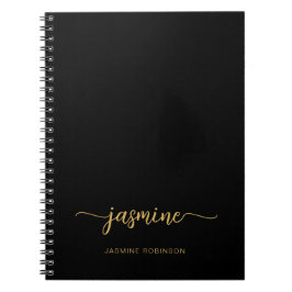 Carnet Minimaliste Script de Nom Monogramme Féminin Or No